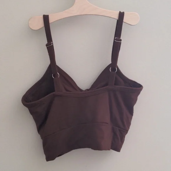 Elegant Brown Ruched Bralette - Picture 3 of 13